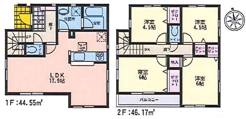 Floor plan. (1 Building), Price 25,800,000 yen, 4LDK, Land area 150.29 sq m , Building area 90.72 sq m
