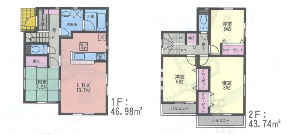 Floor plan. 23,300,000 yen, 4LDK, Land area 136.72 sq m , Building area 90.72 sq m