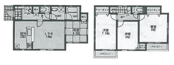 Floor plan. (2), Price 22,300,000 yen, 4LDK, Land area 155.51 sq m , Building area 90.72 sq m
