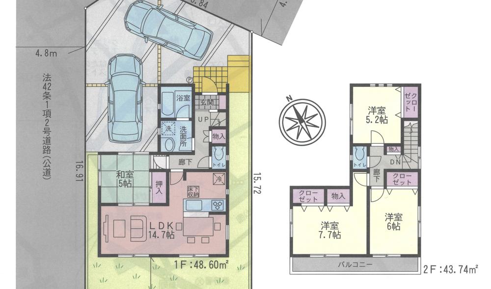 Floor plan. 24,800,000 yen, 4LDK, Land area 147.93 sq m , Building area 92.34 sq m