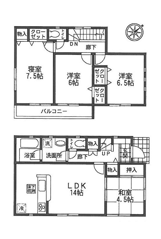 Floor plan. (3 Building), Price 17.5 million yen, 4LDK, Land area 159.99 sq m , Building area 90.72 sq m