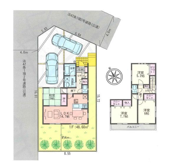 Floor plan. 24,800,000 yen, 4LDK, Land area 147.93 sq m , Building area 92.34 sq m