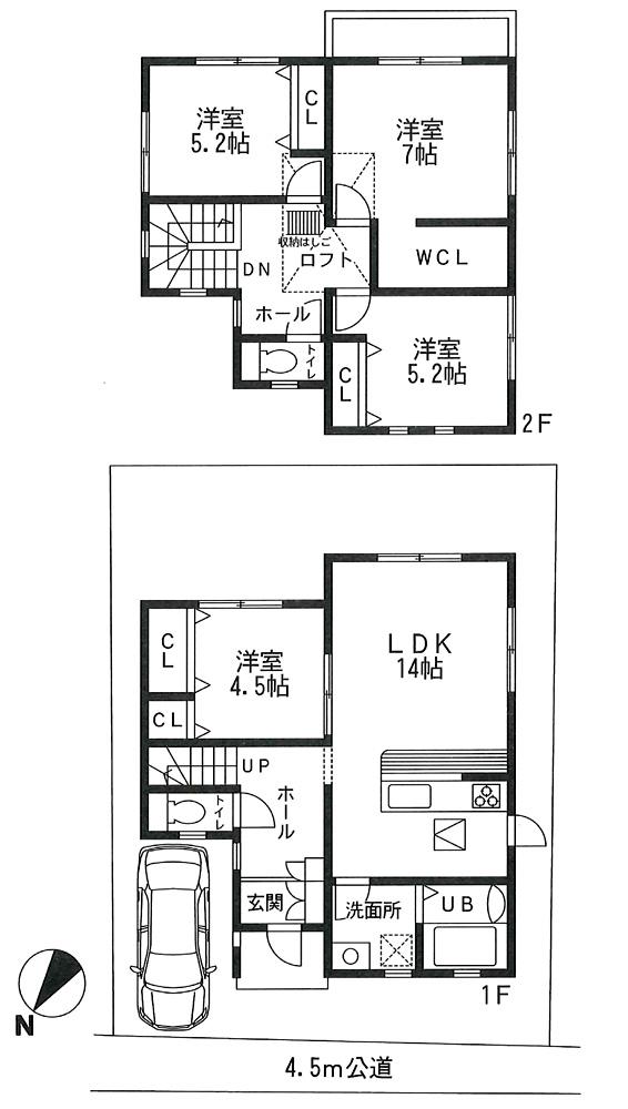 Floor plan. 21,800,000 yen, 4LDK, Land area 121.6 sq m , Building area 96.05 sq m
