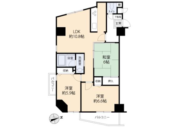 Floor plan. 3LDK, Price 21,800,000 yen, Occupied area 69.45 sq m , Balcony area 4.99 sq m floor plan