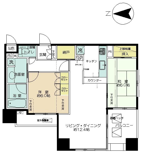 Floor plan. 2LDK + S (storeroom), Price 19,800,000 yen, Occupied area 64.91 sq m , Balcony area 6.93 sq m
