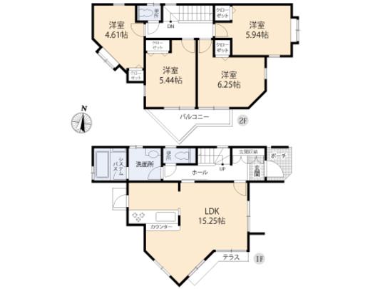 Floor plan. 22.5 million yen, 4LDK, Land area 88.93 sq m , Building area 88.91 sq m floor plan