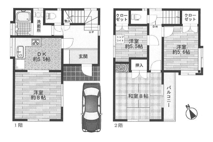 Floor plan. 24,300,000 yen, 4DK, Land area 69.47 sq m , Building area 81.4 sq m