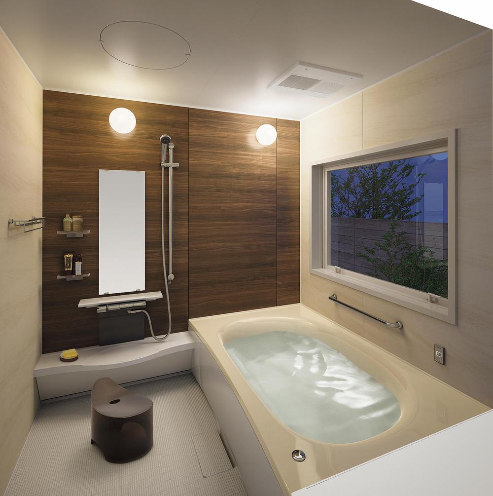 Bathroom. Panasonic "Kokochino" 1.25 square meters ・ It exhibits a high thermal effect in warm bath. floor ・ wall ・ ceiling ・ Tub lid also devised to keep the warmth is full. Firm Eco also reduces the number of times reheating. Cleaning a breeze tub
