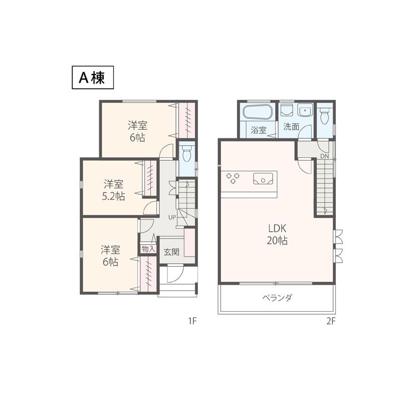 Floor plan. (A Building), Price 33,800,000 yen, 3LDK, Land area 116.65 sq m , Building area 90.25 sq m