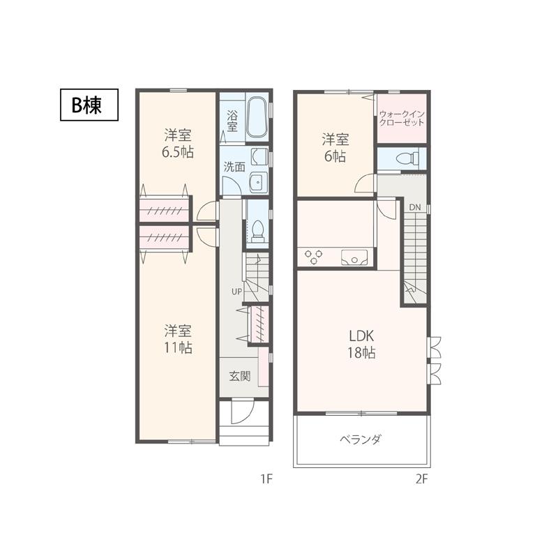 Floor plan. (B Building), Price 33,800,000 yen, 3LDK, Land area 127.08 sq m , Building area 101.02 sq m