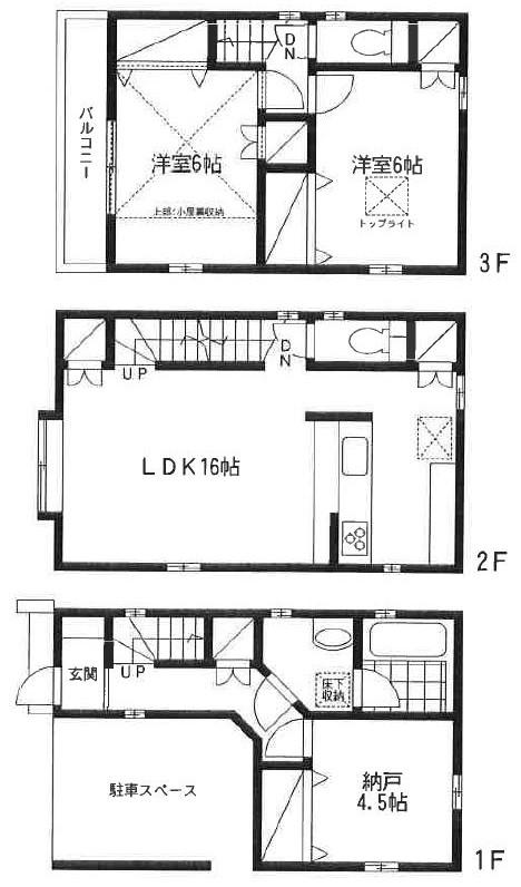 Floor plan. (B Building), Price 38,800,000 yen, 2LDK+S, Land area 44.88 sq m , Building area 95.22 sq m