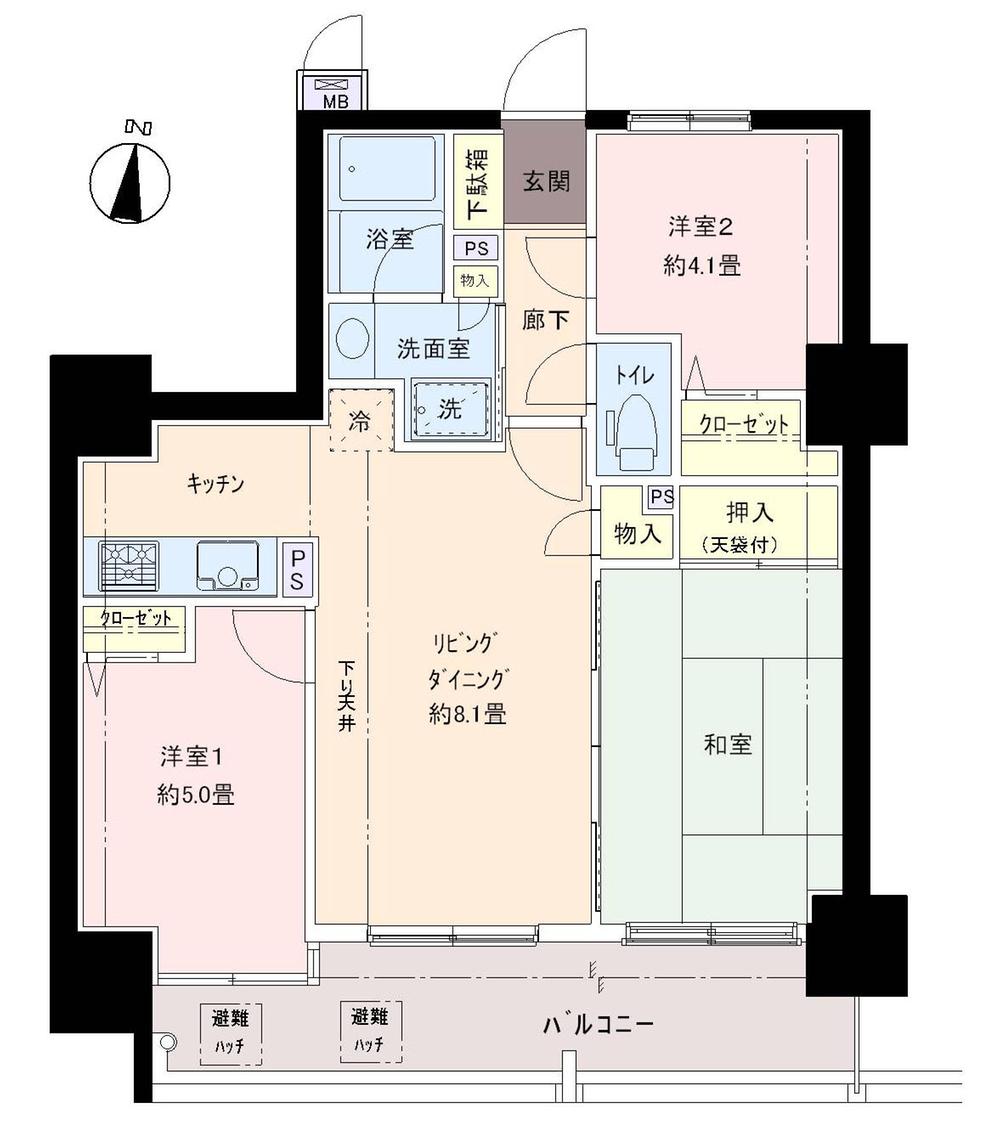 Floor plan. 3LDK, Price 18,800,000 yen, Occupied area 57.92 sq m , Balcony area 10.06 sq m