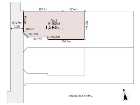 Compartment figure. Land price 9.8 million yen, Land area 100 sq m compartment view