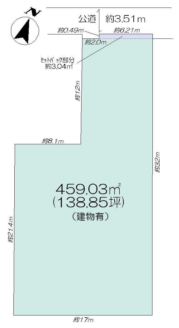 Compartment figure. Land price 44 million yen, Land area 459.03 sq m