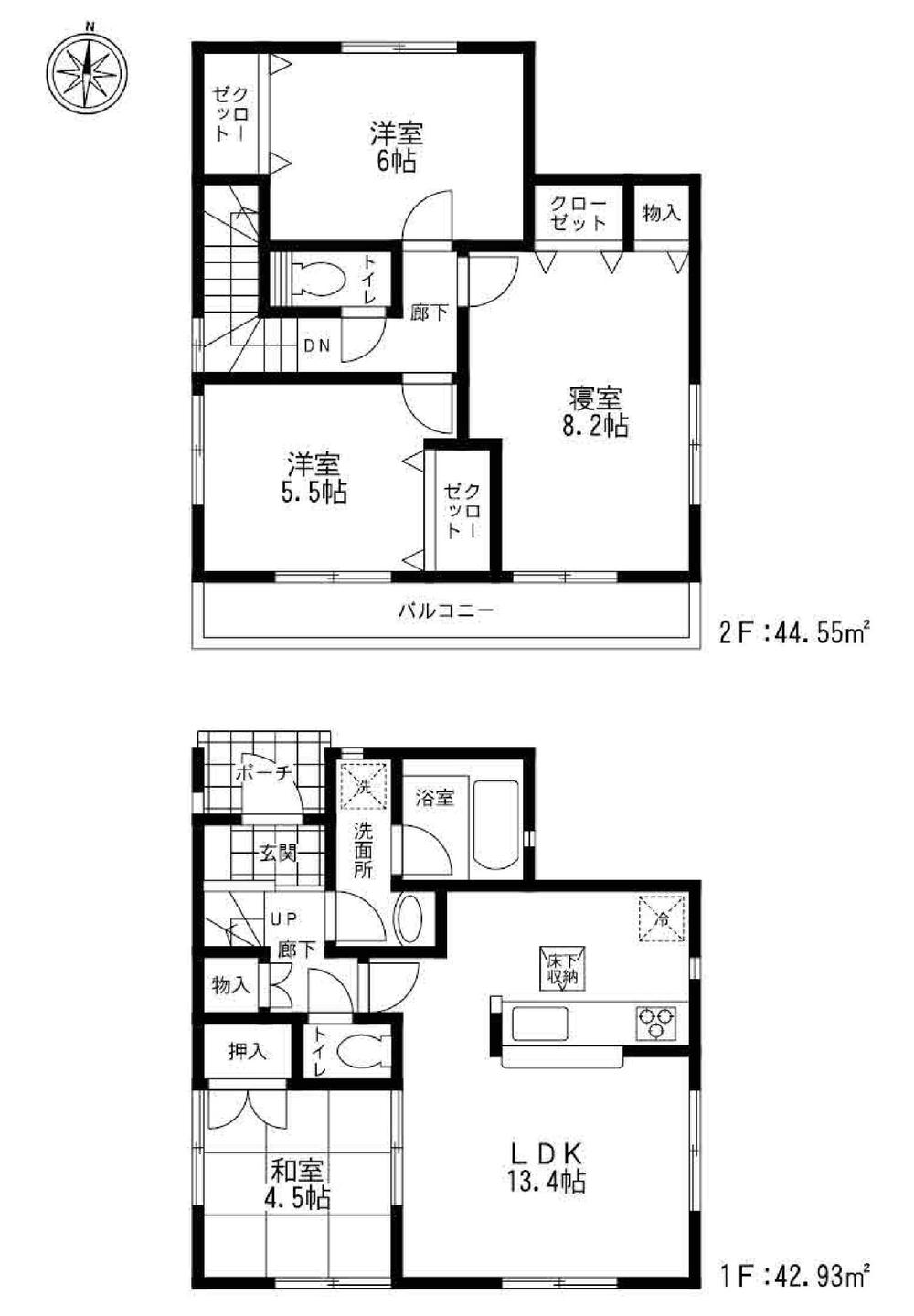 Floor plan. (Building 2), Price 17.8 million yen, 4LDK, Land area 103.71 sq m , Building area 87.48 sq m