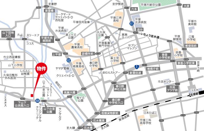 Local guide map. In Hiratsuka city is almost flat to the station, School of bicycle ・ Many people commute, Will also be out to almost flat station this property.