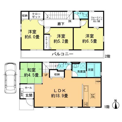 Floor plan. 24,800,000 yen, 4LDK, Land area 85.98 sq m , Building area 98.55 sq m