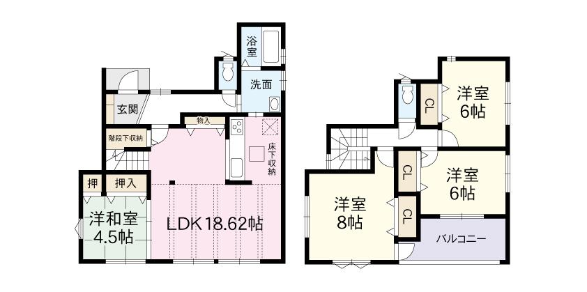 Floor plan. 29.5 million yen, 4LDK, Land area 162.11 sq m , Building area 105.57 sq m 9 Building Floor