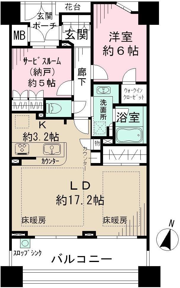 Floor plan. 1LDK + S (storeroom), Price 23.5 million yen, Occupied area 71.48 sq m , Balcony area 13.4 sq m
