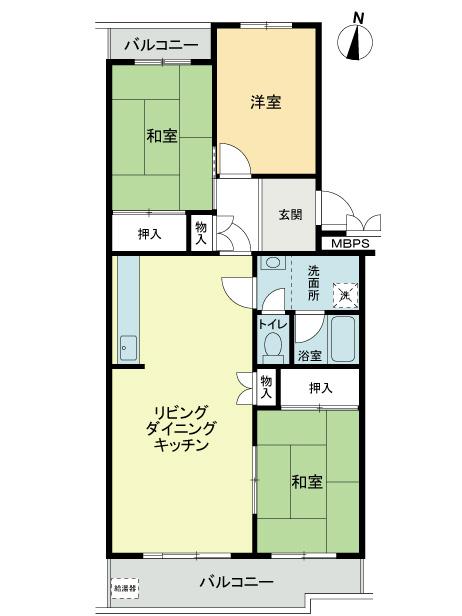 Floor plan. 3LDK, Price 11.4 million yen, Occupied area 75.81 sq m , Balcony area 11.39 sq m