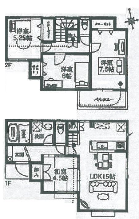 Floor plan. (1 Building), Price 24,200,000 yen, 4LDK, Land area 99.3 sq m , Building area 93.56 sq m