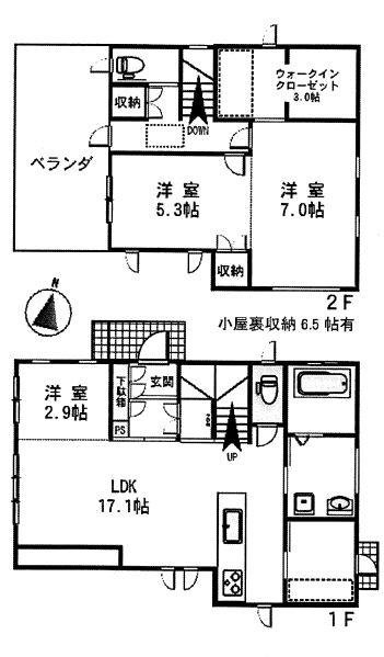 Floor plan. 25,800,000 yen, 2LDK, Land area 116.3 sq m , Building area 90.77 sq m