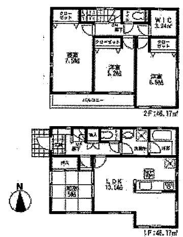 Floor plan. (Building 2), Price 32,800,000 yen, 4LDK, Land area 188.11 sq m , Building area 92.34 sq m