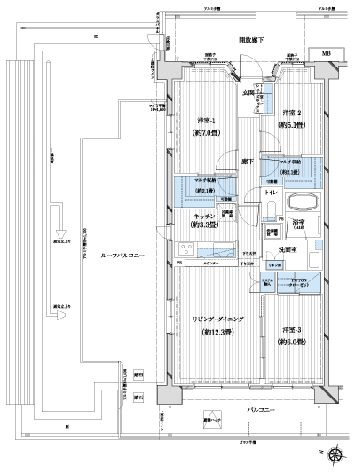 Floor: 3LDK + 2 multi storage + roof balcony, the occupied area: 78.29 sq m