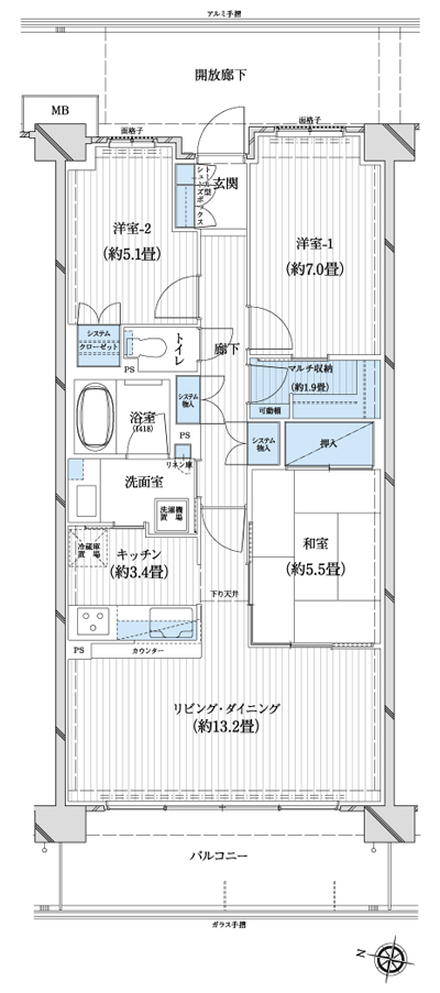 Floor: 3LDK + multi-housed, the area occupied: 78.21 sq m