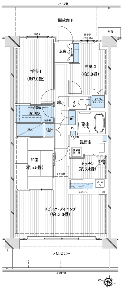 Floor: 3LDK + multi-housed, the area occupied: 78.78 sq m
