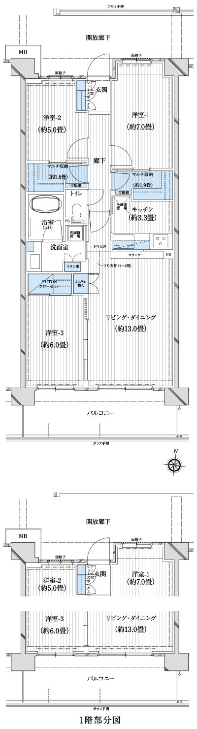 Floor: 3LDK + 2 multi-housed, the area occupied: 78.62 sq m
