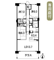 Floor: 3LDK + multi-housed, the area occupied: 82.54 sq m
