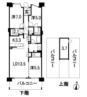 Floor: 3LDK + multi storage + WIC + Sky balcony, occupied area: 83.23 sq m