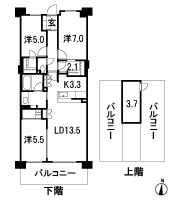 Floor: 3LDK + multi storage + WIC + Sky balcony, occupied area: 83.54 sq m