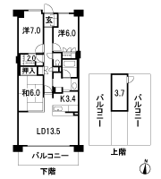 Floor: 3LDK + multi storage + Sky balcony, occupied area: 88.54 sq m