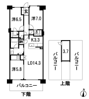 Floor: 3LDK + storeroom + multi storage + WIC + Sky balcony, occupied area: 88.56 sq m