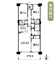 Floor: 3LDK + 2 multi-housed, the area occupied: 82.72 sq m