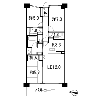 Floor: 3LDK + 2 multi-housed, the area occupied: 76.77 sq m