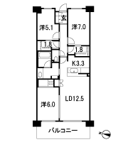 Floor: 3LDK + 2 multi-housed, the area occupied: 77.65 sq m