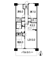 Floor: 3LDK + 2 multi-housed, the area occupied: 80.91 sq m
