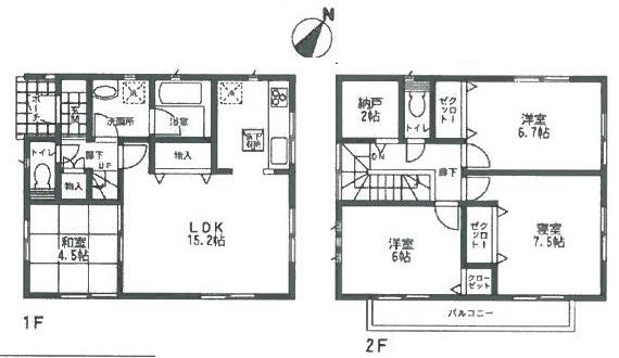 Floor plan. (1 Building), Price 23.8 million yen, 4LDK, Land area 183.97 sq m , Building area 94.76 sq m