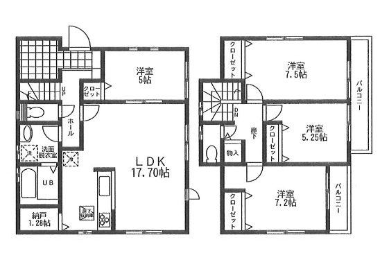 Floor plan. 28.8 million yen, 4LDK + S (storeroom), Land area 164.84 sq m , Building area 105.69 sq m