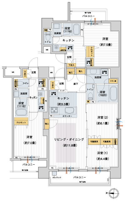 Floor: 4LDKKK (1K + 2LDK + 1K), the occupied area: 113.21 sq m, Price: 48,300,000 yen, now on sale