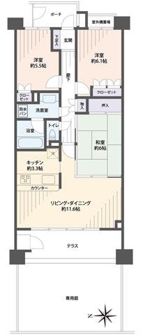 Floor plan. 3LDK, Price 21.9 million yen, Occupied area 72.22 sq m