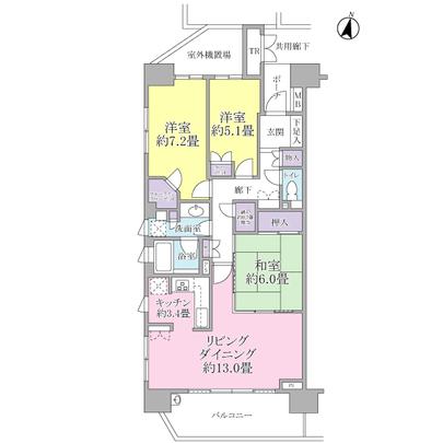 Floor plan. Per yang per southwest angle room ・ View is good.