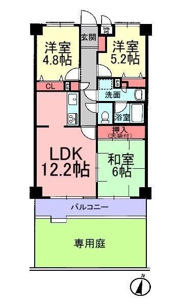 Floor plan. 3LDK, Price 10 million yen, Footprint 64.2 sq m , Balcony area 6.75 sq m storage rich 3LDK!