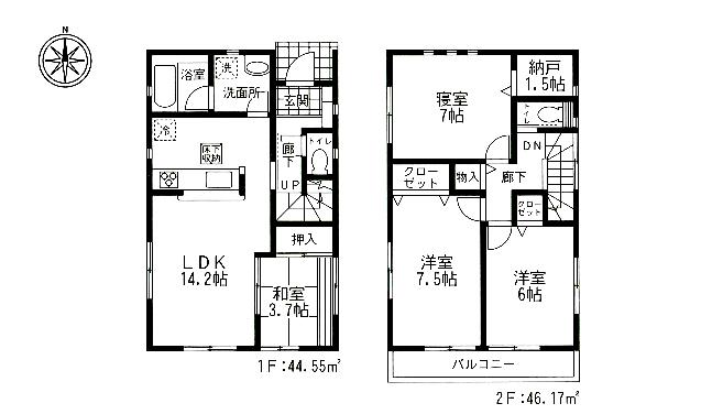 Floor plan. (4 Building), Price 24,800,000 yen, 4LDK+S, Land area 131.15 sq m , Building area 90.72 sq m