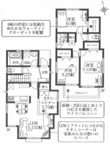 Floor plan. 23.6 million yen, 3LDK, Land area 99.29 sq m , There tatami corner leading to the building area 93.47 sq m LDK and flat. Storage is abundant planning.