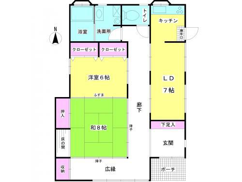 Floor plan. 34,900,000 yen, 2LDK, Land area 366.49 sq m , Building area 80.76 sq m