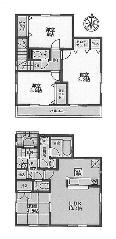 Floor plan. (Building 2), Price 17.8 million yen, 4LDK, Land area 103.71 sq m , Building area 87.48 sq m
